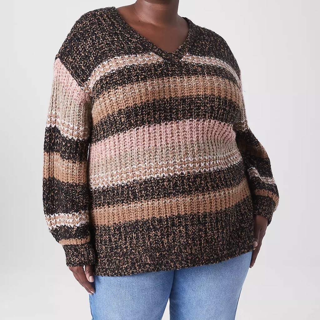 Nwt Long Sleeve V-Neck Striped Pullover